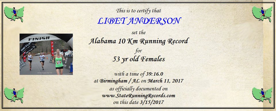wine10k's tweet photo. CONGRATULATIONS! We just received verification that Libet Anderson's  39:16 at The Wine 10K is a NEW AGE GROUP STATE RECORD! #wine10k https://t.co/bxvMLQNT5y
