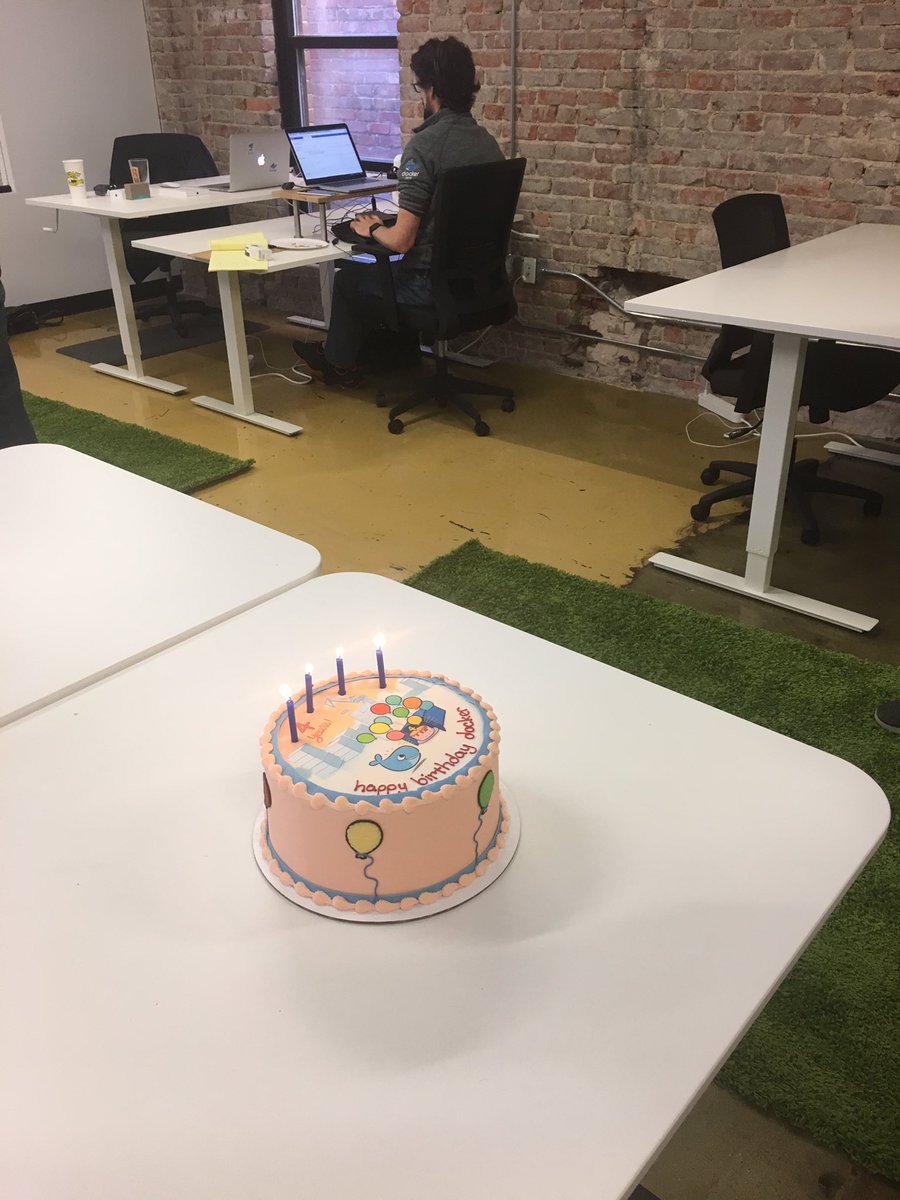 Birthday Celebration at @docker <a href="/nestraleigh/">Nest Raleigh</a> office! <a href="/aoeuser/">Trapier Marshall</a> #crushing work. <a href="/laurelcomics/">Laurel</a> thanks for #artwork!