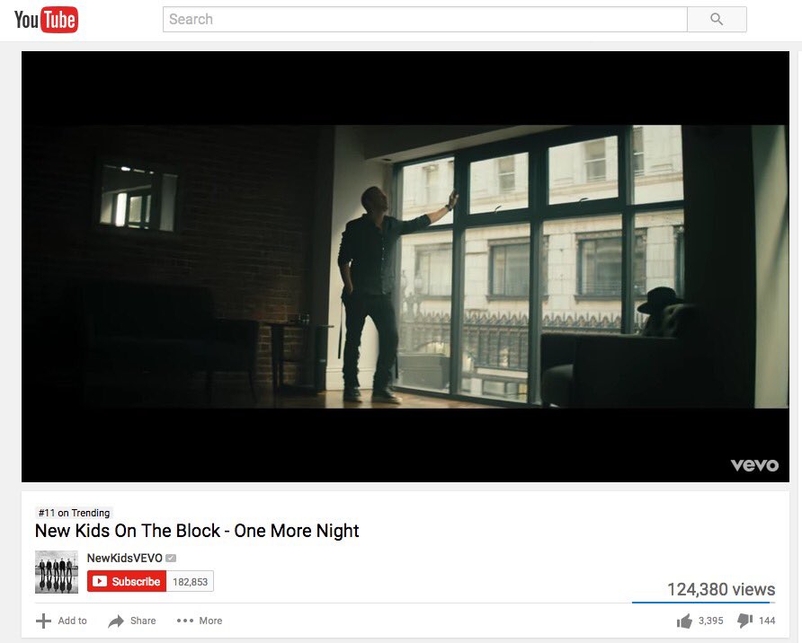 NKOTB's tweet image. The #OneMoreNight video is trending on @YouTube 🙌 Thank you Blockheads!! Watch + share to keep the party going!! nkotb.lnk.to/omn_video
