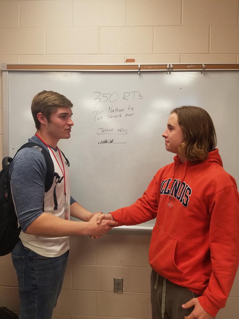 footballclark48's tweet photo. 350 retweets in 1 week to cut this man's hair. @TMeyer537 https://t.co/OwY9kk892q