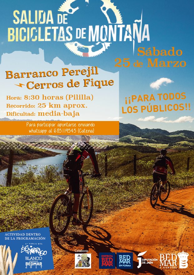 AytodeBedmar's tweet photo. No te pierdas esta interesante salida de bicis de montaña dentro de la #FeriaEsparragoBedmar2M17 y disfruta de las actividades programadas https://t.co/JwsIMQyXNW