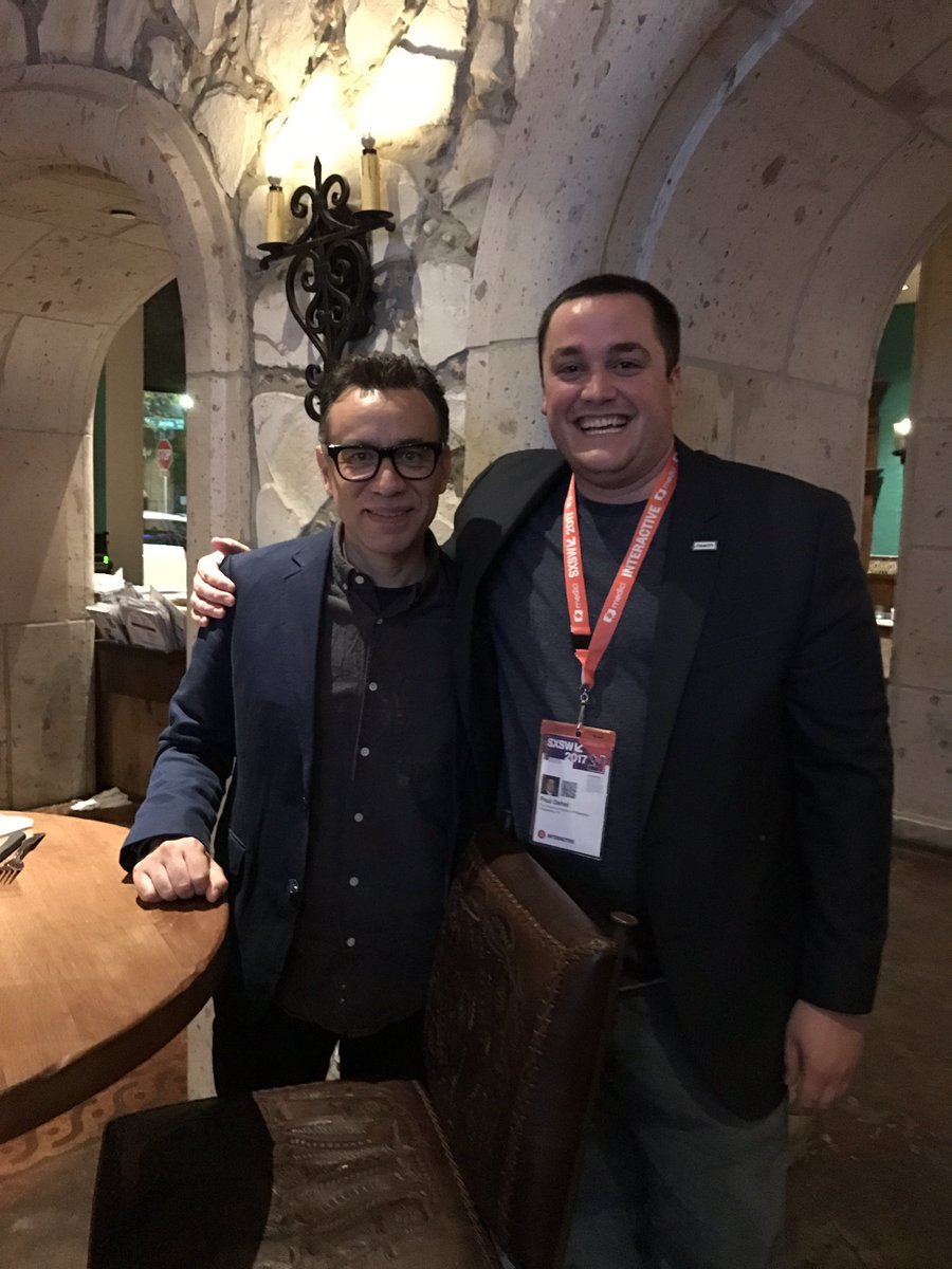 PaulLDehel's tweet photo. Best memory of #SXSWInteractive this year was meeting Fred Armisen. Looking forward to next year! https://t.co/skDlPZF41l