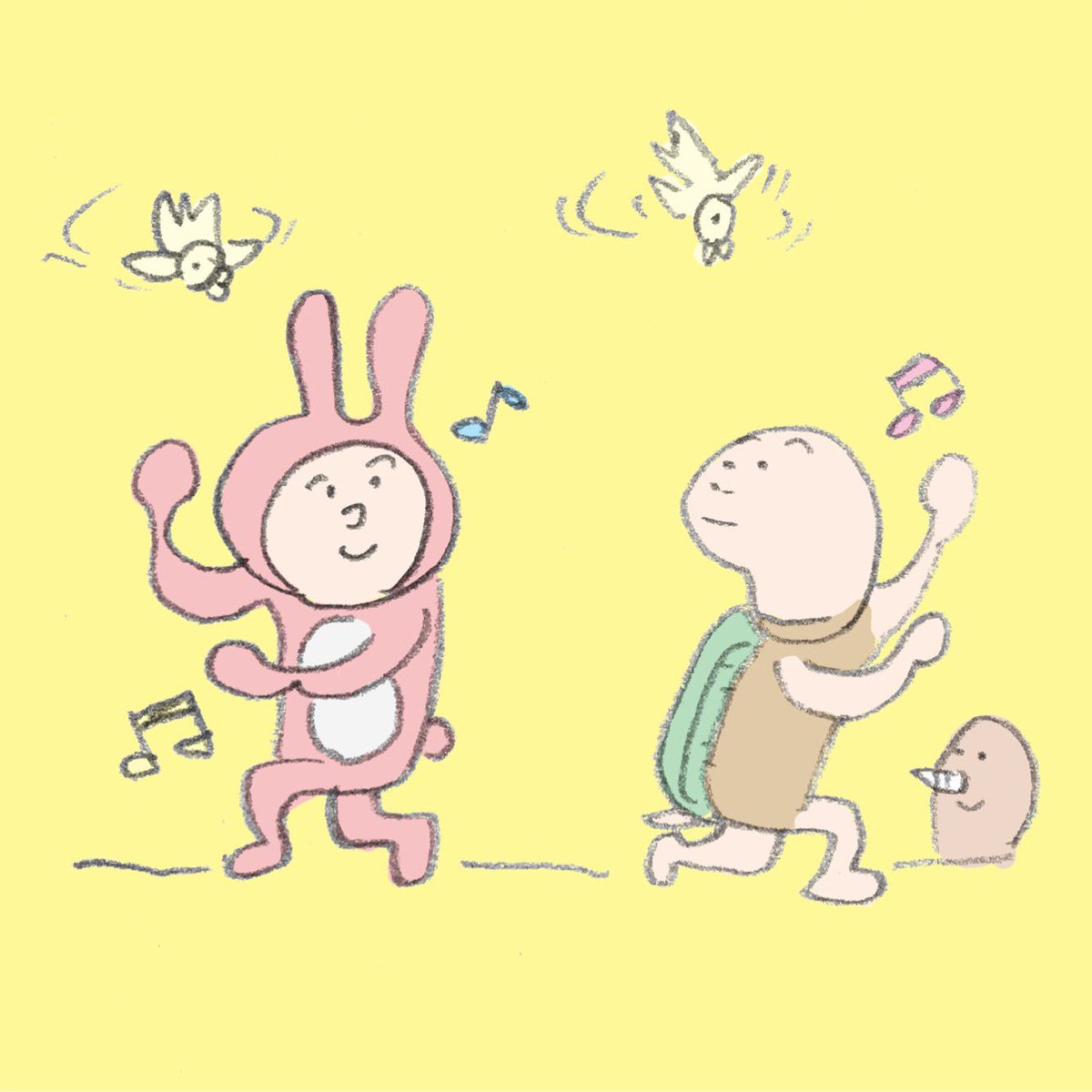 おも満しろ太郎 V Twitter ウサギとカメのダンス Dance ウサギ うさぎ 兎 Rabbit カメ 亀 かめ Turtle モグラ もぐら イラスト Illustration キャラクター Character Comic Manga おも満しろ太郎 T Co Epgmvabw8w