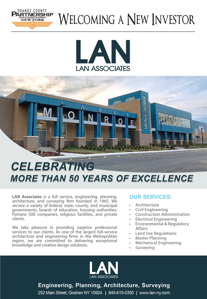 We would like to welcome <a href="/lanassociates/">LAN Associates</a> as our newest Investor! Click here to learn more: lan-nj.com