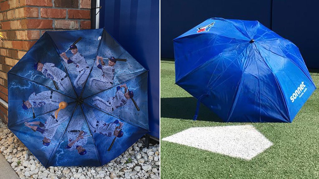 We expect a lot of rain this year so get your <a href="/BringerofRain20/">Josh Donaldson</a> umbrella pres. by <a href="/SonnetInsurance/">Sonnet Insurance</a> April 16th! ☂️

🎟️ atmlb.com/2mJBi7U