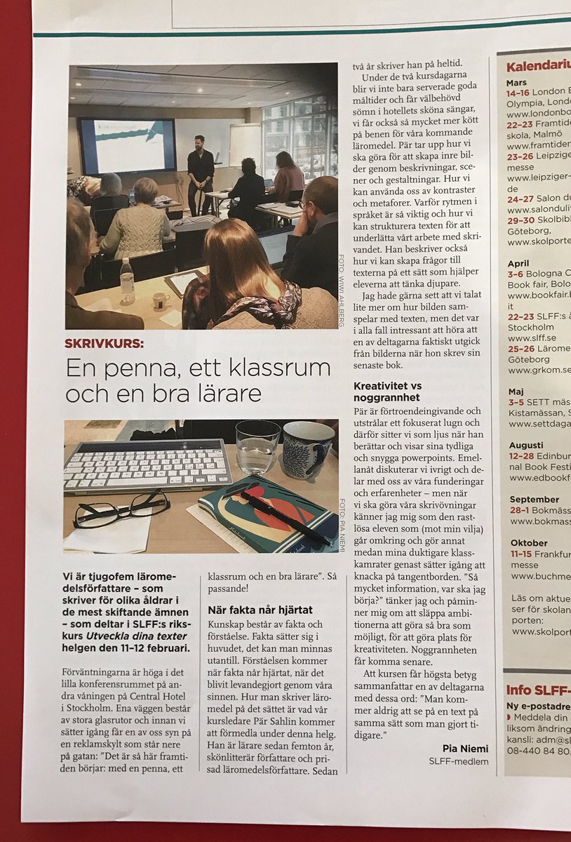 ParSahlin's tweet photo. Fin text av @PiaPictus om min kurs på #slff. #läromedel #läromedelsförfattare #utveckladinatexter https://t.co/XF49nuHEBL