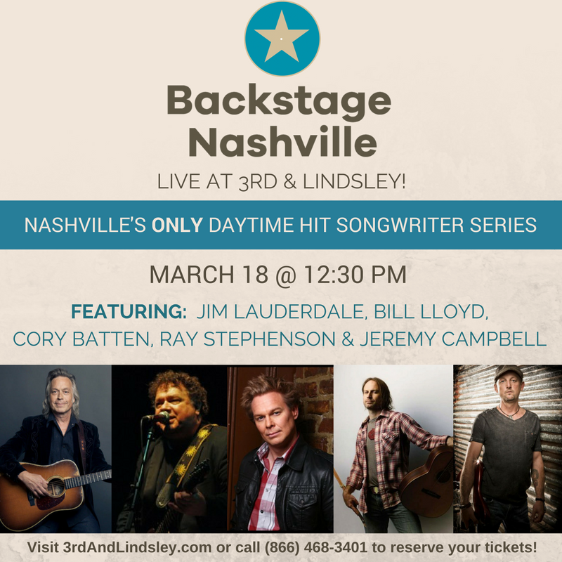 BackstageNash's tweet photo. Come backstage &amp; hear 5 phenomenal #songwriters!  Doors open @ noon. Get your tickets by calling (866) 468-3401 or https://t.co/zUlAAY6c4B! https://t.co/sKs4l6REiE