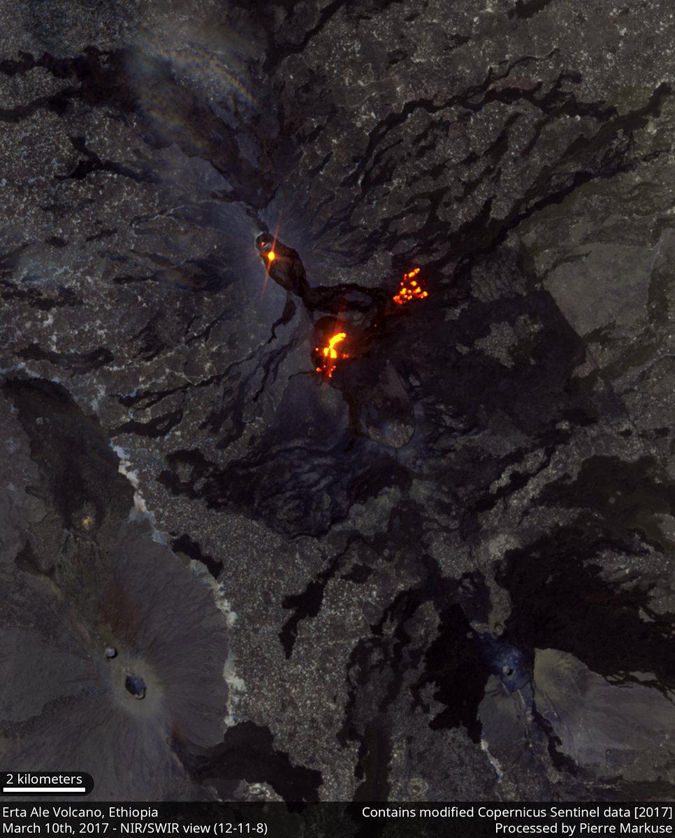 Sentinel-2A NIR/SWIR image of the Erta Ale Volcano, Ethiopia. March 10th, 2017