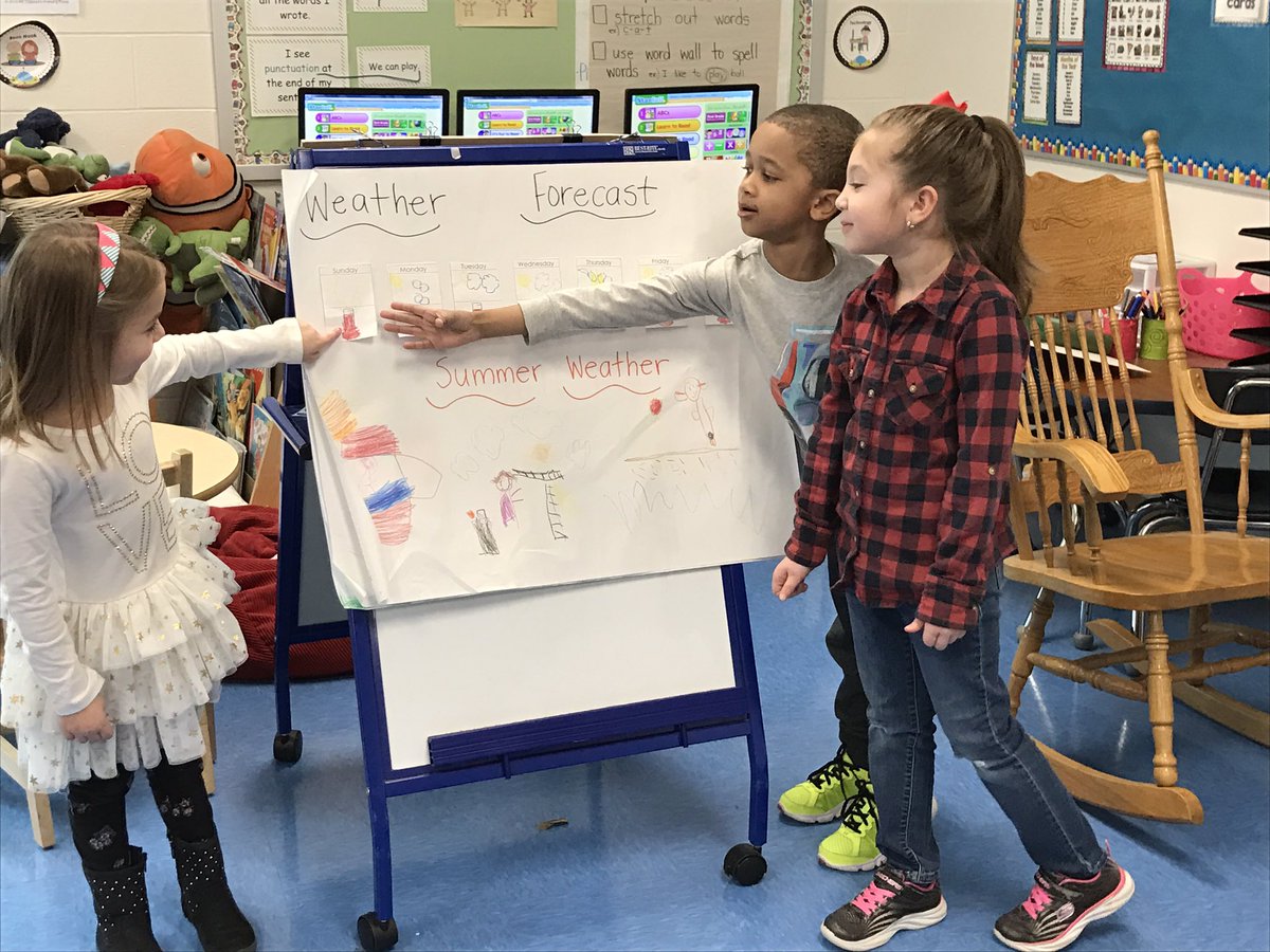 NESKindergarten's tweet photo. Kindergarteners creating forecasts and reporting the weather!! 🌦⛈🌨 #AACPSAwesome #influentialNES #studentengagement https://t.co/nDMAmjPcz2