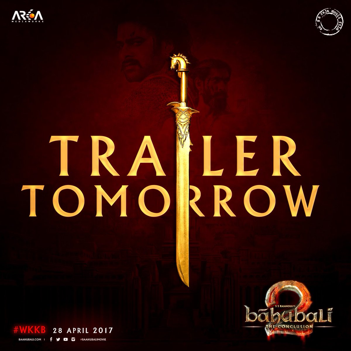 Ashu_Offc's tweet photo. How many of u R Waiting for this..??
Tomorrow 
#Baahubali2trailer 2:20sec... Go Crazy..😍😍
#Baahubali2 https://t.co/0RK1604rxx