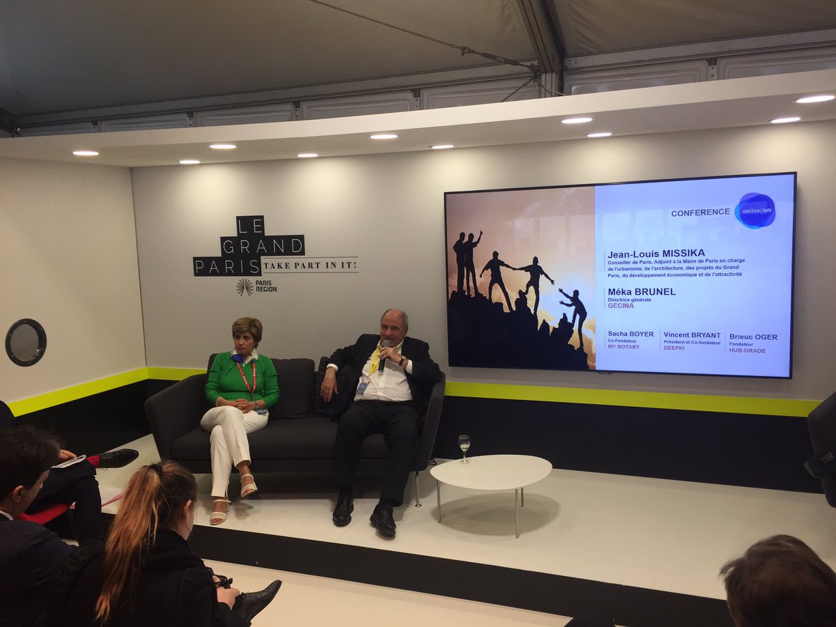 Gecina's tweet photo. #Innovation : la vision de @jlmissika et @MekaBrunel sur les relations grands groupes / start ups #MIPIM2017 #GecinaLab https://t.co/Sgo8TbfARi