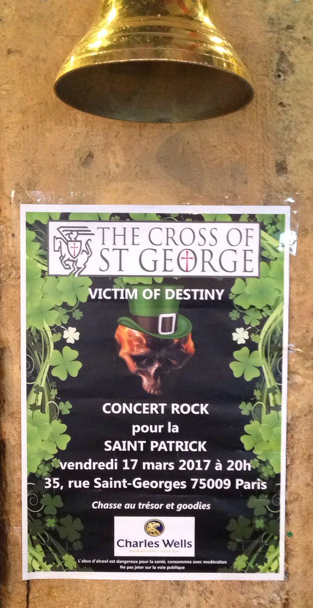 StGeorgeParis's tweet photo. Don't miss out our event on Friday! #saintpatricksday #joinus #RockAndRoll #BringItOn 🍀🍺 https://t.co/FxT0GP31Jv