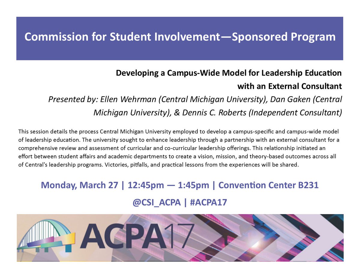 CSI_ACPA's tweet photo. Headed to #ACPA17? Check out this sponsored program from the CSI! #StudentInvolvement #SAProDevo https://t.co/5v2hVZHtEB