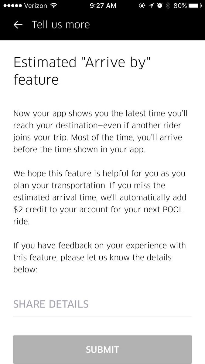 AimeePollack4's tweet photo. @Uber why do I always have to ask for this credit? Should be auto added? https://t.co/uGuuR5OfLa
