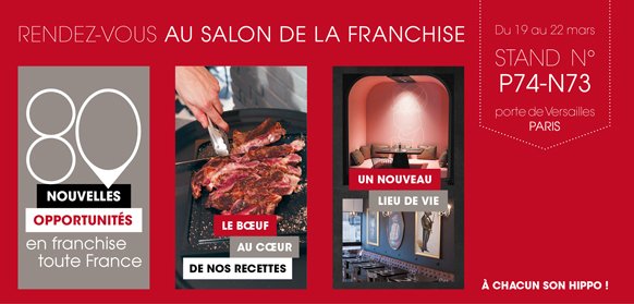 Bienvenue sur le Compte officiel de la Franchise Hippopotamus ! 
Hippo sera présent <a href="/Franchise_Expo/">Franchise Expo Paris</a> #aChacunSonHippo