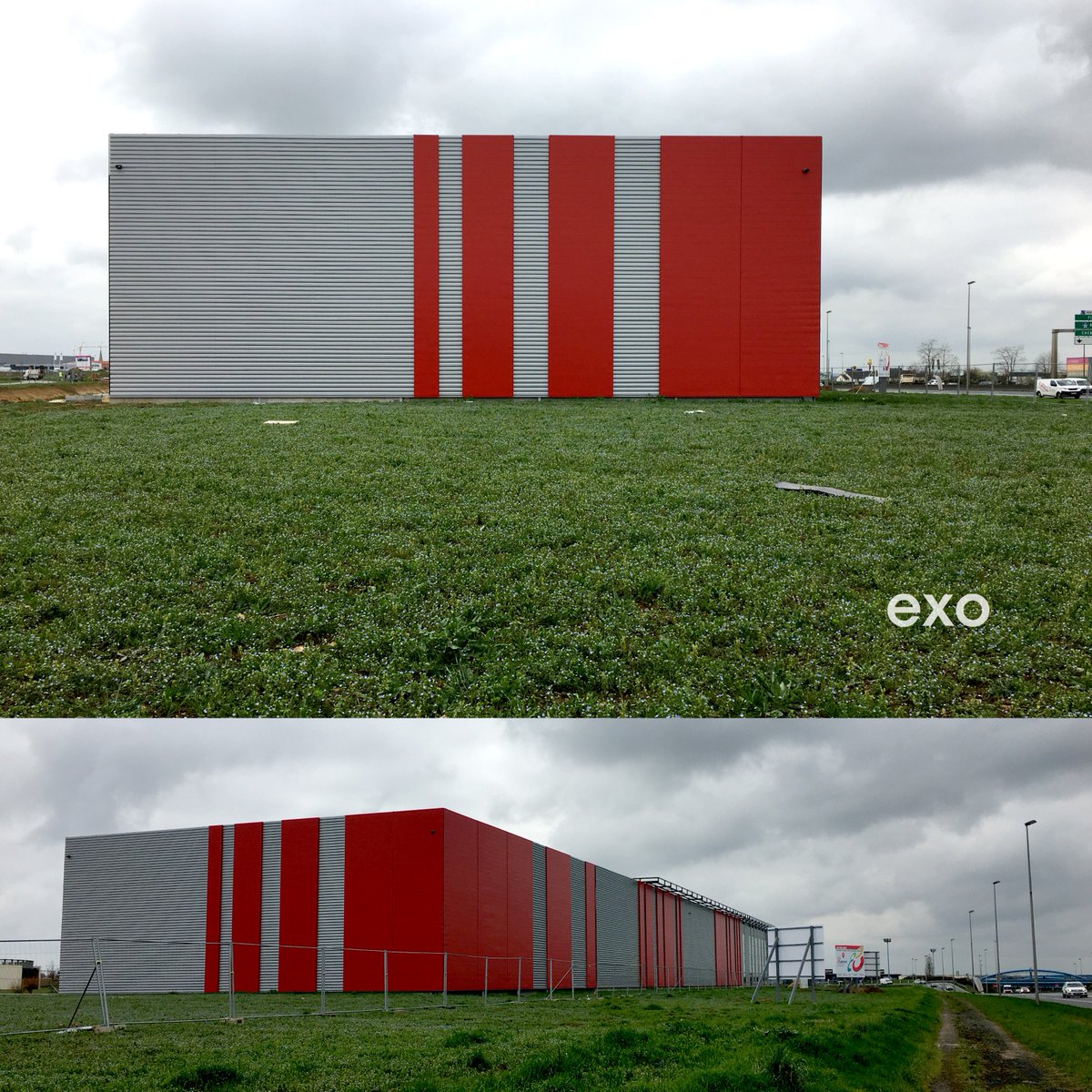 EXO_Architectes's tweet image. [INSTANTANÉ] C'est sur le bord du périphérique de #Caen que commence à se faire ressentir le rythme des façades du futur magasin #Disgroup.