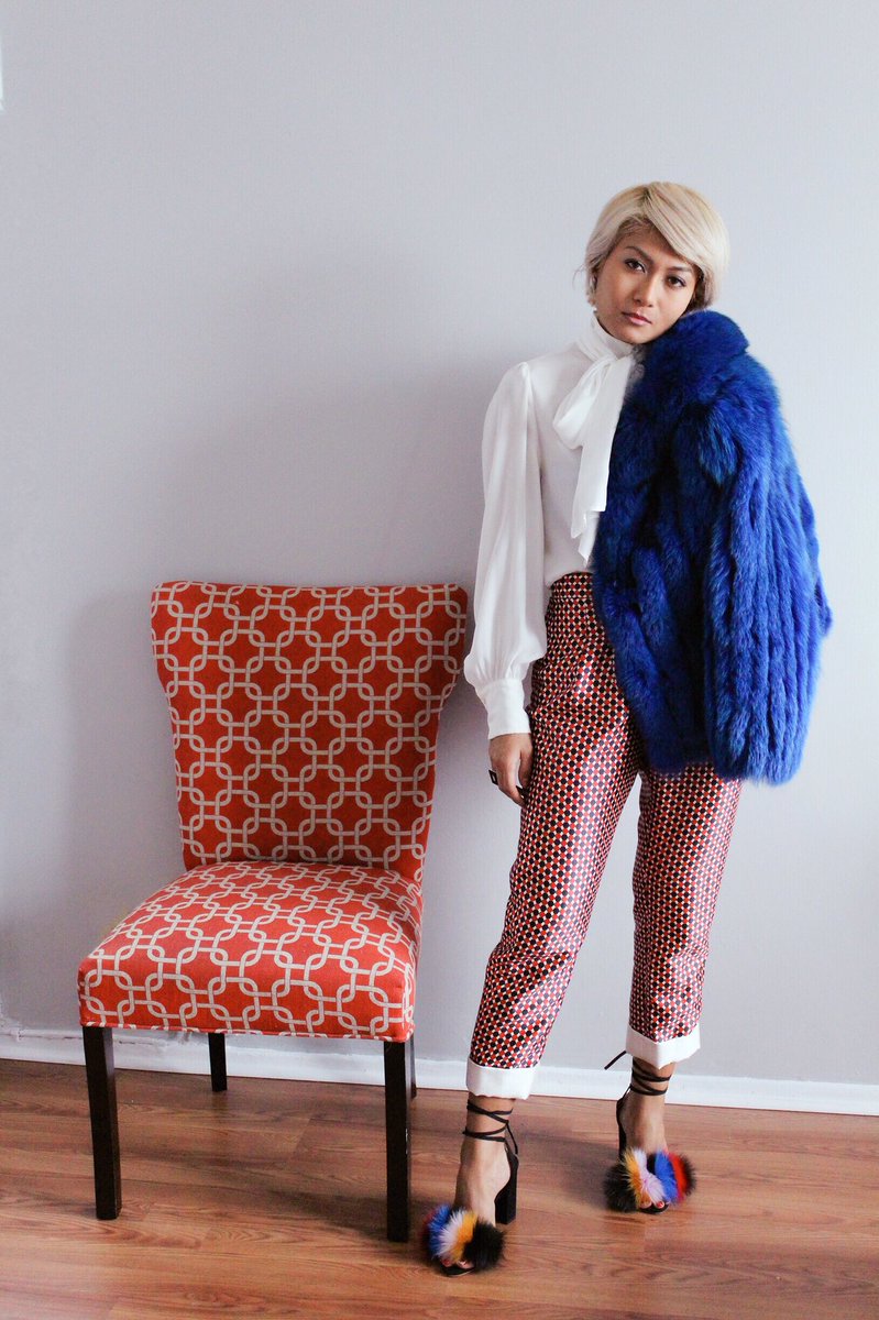 StyleMeister's tweet image. Personal style should be an extension of yourself. It should mirror who you are. Silk wool pants and fur jacket by @StyleMeister