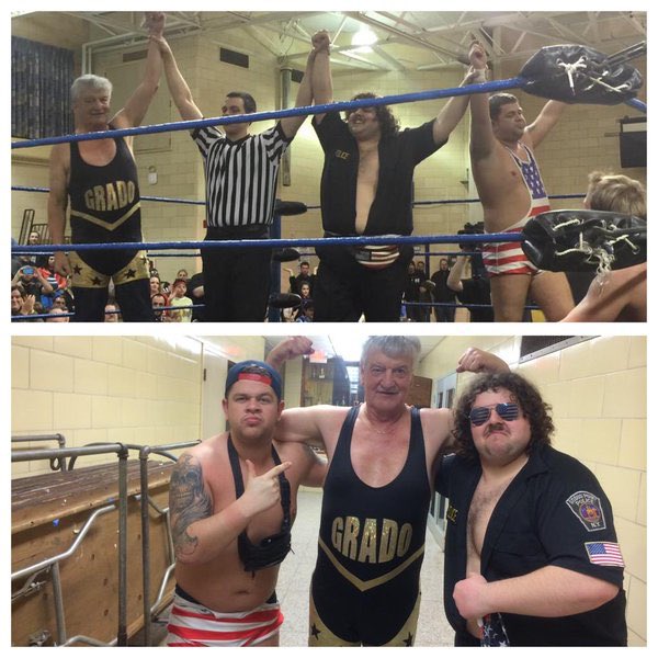 gradowrestling's tweet photo. RIP Dennis Stamp. I had the pleasure of tagging with him in his 1st match since 91. He borrowed my ring gear that night.Will never forget u! https://t.co/Nwya2SzUbr
