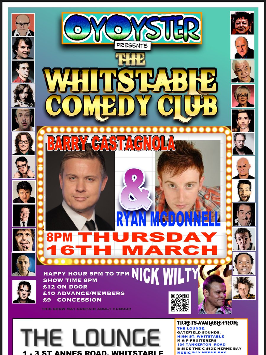 This Thursday 16th March, the brilliant <a href="/BarryCastagnola/">Barry Castagnola</a> and introducing Ryan McDonnell @TheLoungekent <a href="/WhitstableMan/">Stephen Graham</a> <a href="/KingWhitstable/">King of WHITSTABLE</a>