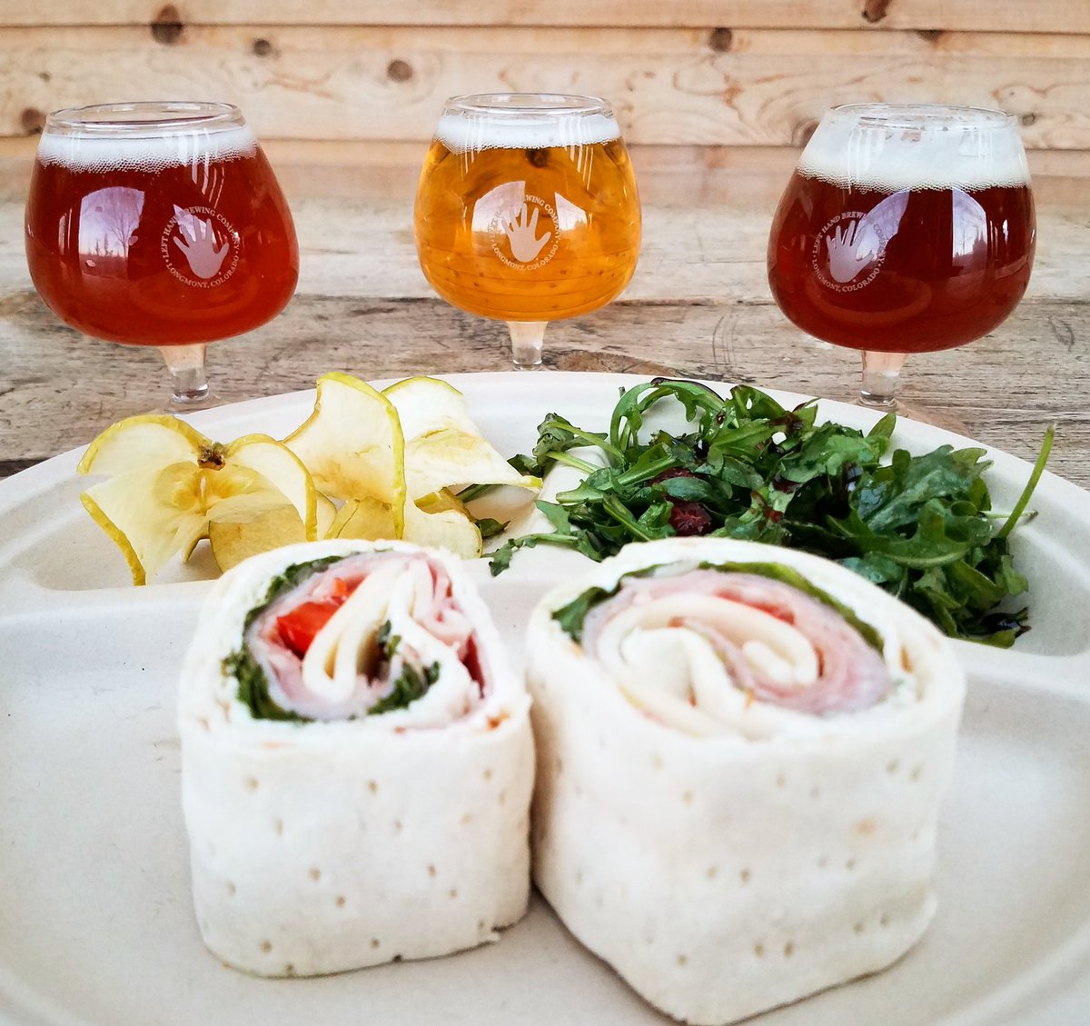 #BeerPairing this month includes our brand spankin' new Travelin' Light Kölsch, Choke Cherry Saison, and Well Played Red IPA.