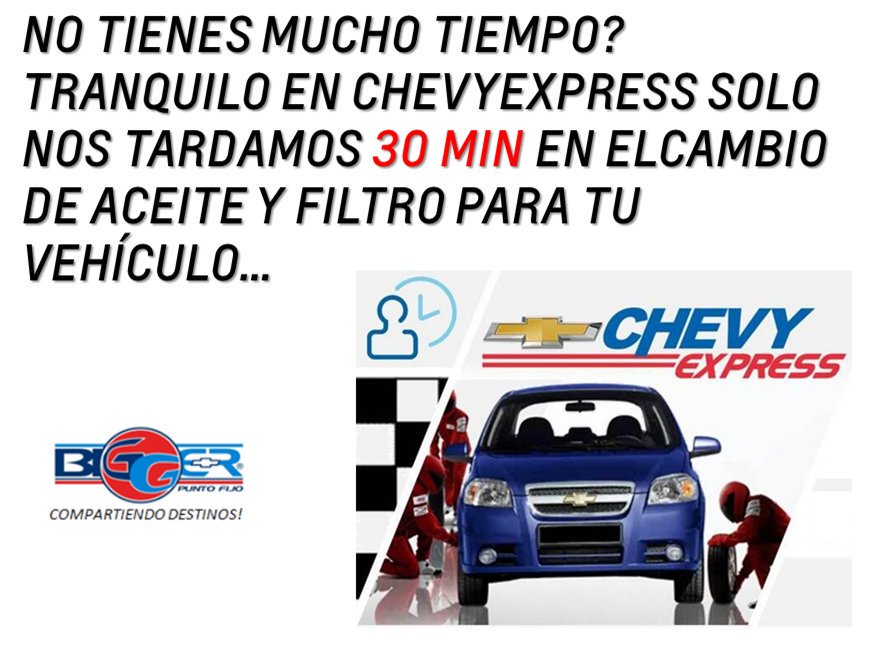 BiggerChevrolet's tweet image. #ChevyExpress es para tí.
No dejes de realizar el cambio de aceite de tu vehículo cada 5000Km, hoy mas que nunca cuida el motor!