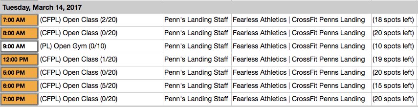FearlessPHL's tweet photo. Check the TENTATIVE #CrossFitPennsLanding schedule for 3/14! We will email those pre-RSVP'd should we need to cancel beforehand https://t.co/IaKhxUerlI