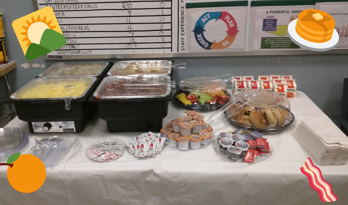 Transplant9HN's tweet photo. Monthly breakfast for the staff on 9HN. Starting the day off with #Bacon!! Thank You! #Transplant4Life @nyphospital @gsupgh @HeadRNColumbia https://t.co/jHGSTYYLHy