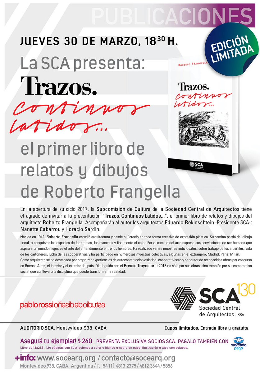 RevistaObra's tweet photo. Felicitaciones a nuestro amigo y colaborador Roberto Frangella por la presentación de su nuevo libro #AgendaEnObra #RevistaObra https://t.co/KrXirfMEwC