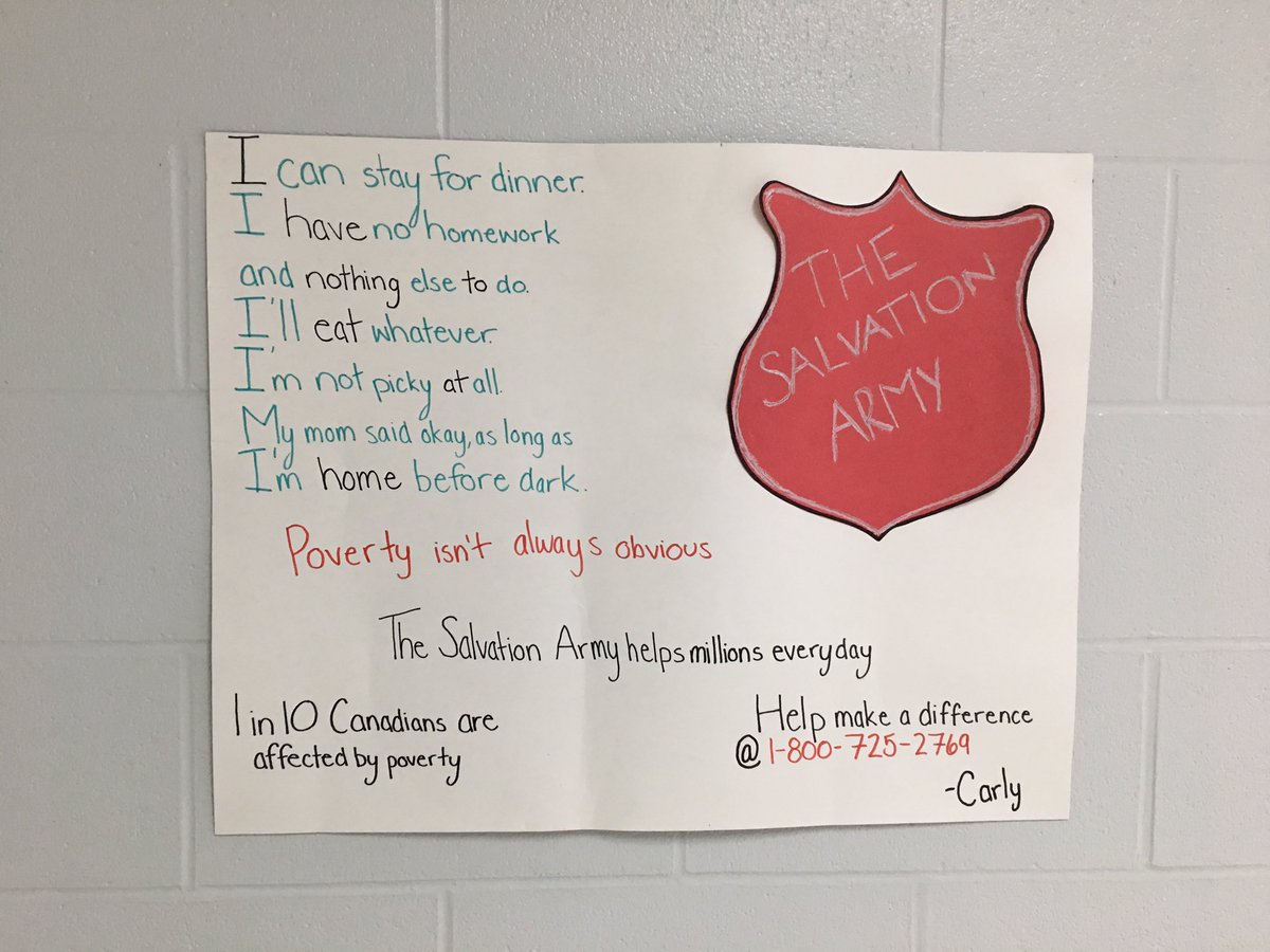 A student in Grade 8 at St Luke School <a href="/GSCSNews/">Greater Saskatoon Catholic Schools</a> recreated a poster to show that 1 in 10 Canadians are affected by poverty. #GivingHopeToday