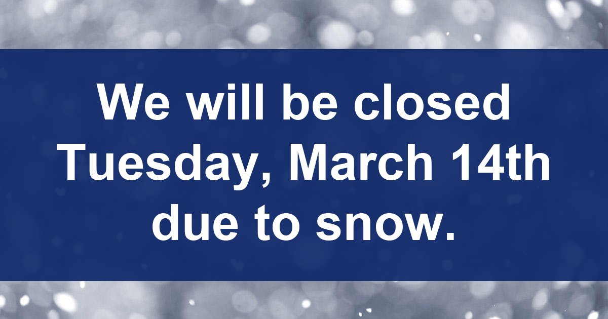 StephenScion's tweet image. We will be closed tomorrow due to snow.