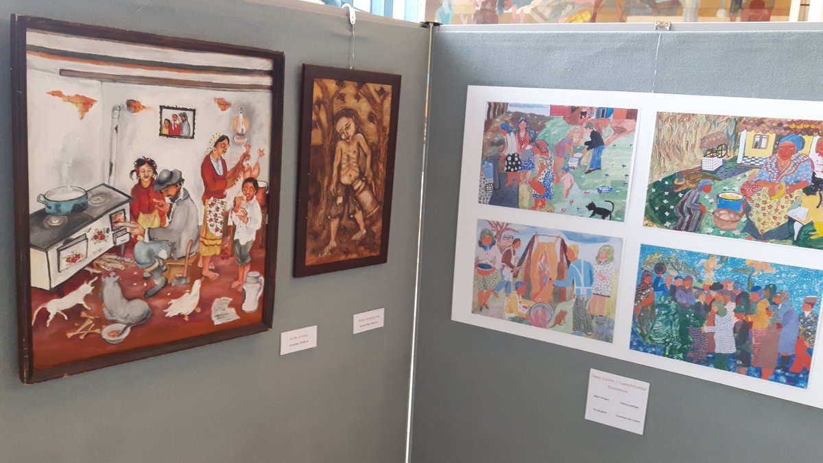 m_menelaou's tweet photo. Beautiful exhibit of Hungarian Roma Women Artists organized by Mission #Hungrary @UN on female identity agnst "gypsywoman" stereotype https://t.co/kc4KDNBxy5