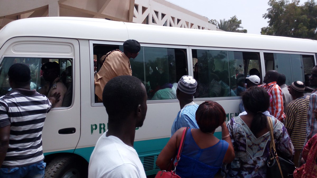 freejobe39's tweet photo. Heavy confrontation at High Court in Banjul b/w families of murdered Solo #Sandeng &amp; of accused ex-NIA officers accused of to the murder https://t.co/JtakqKtPCH