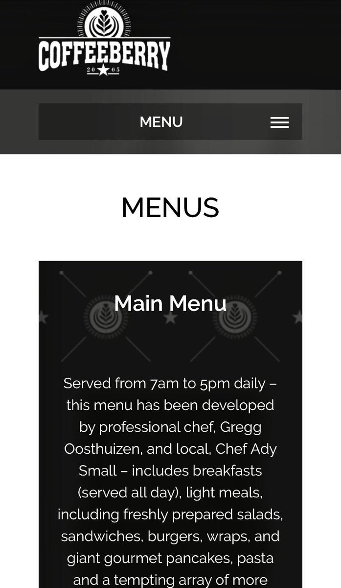 All of our menus are available online and yes, we do offer takeaways!   coffeeberry.co.za/menus/