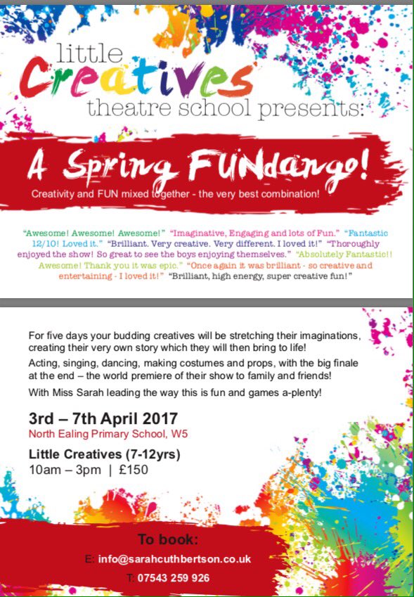 enable2create's tweet photo. Just a few weeks away and a handful of spaces left!
#Ealing #drama #creativity #holidayclub #dance #FUNdango #littlecreatives https://t.co/lw2F6lJ837