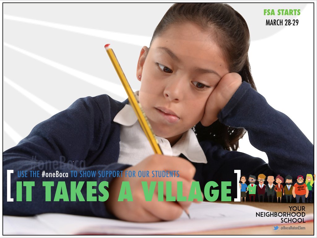 jbarenburg's tweet photo. #ittakesavillage. Send a shout out to the #students at your neighborhood school and let them know a city is behind them #FSAready #oneBoca https://t.co/NoBlUPu9EK