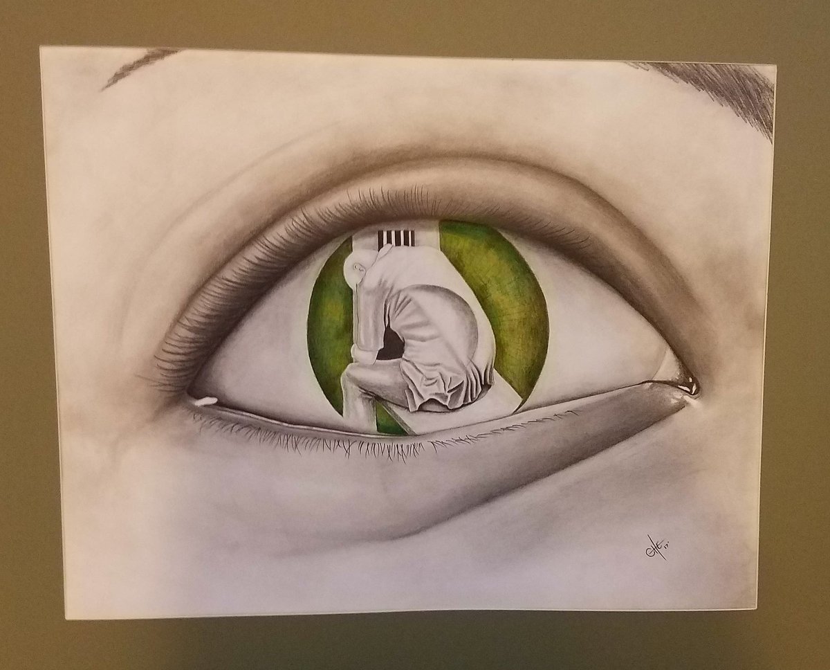 prisonarte's tweet photo. By co founder #Prisonarte - Che. "Reflection" view from a mother's eye. Our artists tell their story.  FOR SALE  https://t.co/saJKyyAS3O https://t.co/CgQXejd3vH