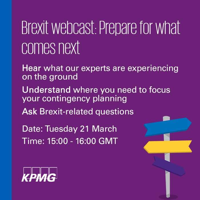kpmguk's tweet image. #Brexit is coming. Are you prepared? Join our webcast Q&amp;amp;A with @KarenBriggsUK and leading industry experts: ow.ly/MziG309RwGF