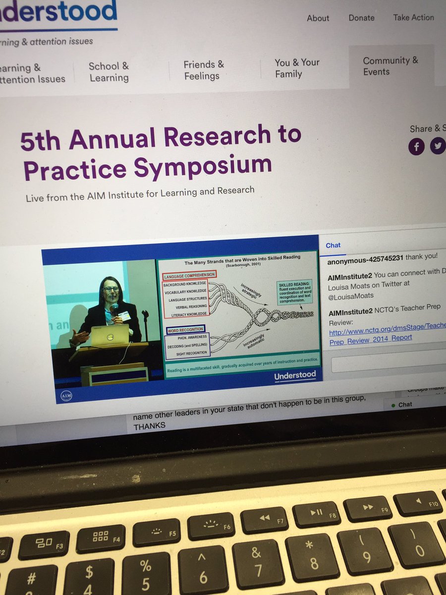 AIMtoLearn's tweet photo. Louisa Moats gives a shout out to Hollis Scarborough! Gotta love it! #Access2Experts https://t.co/03LW31xO1K