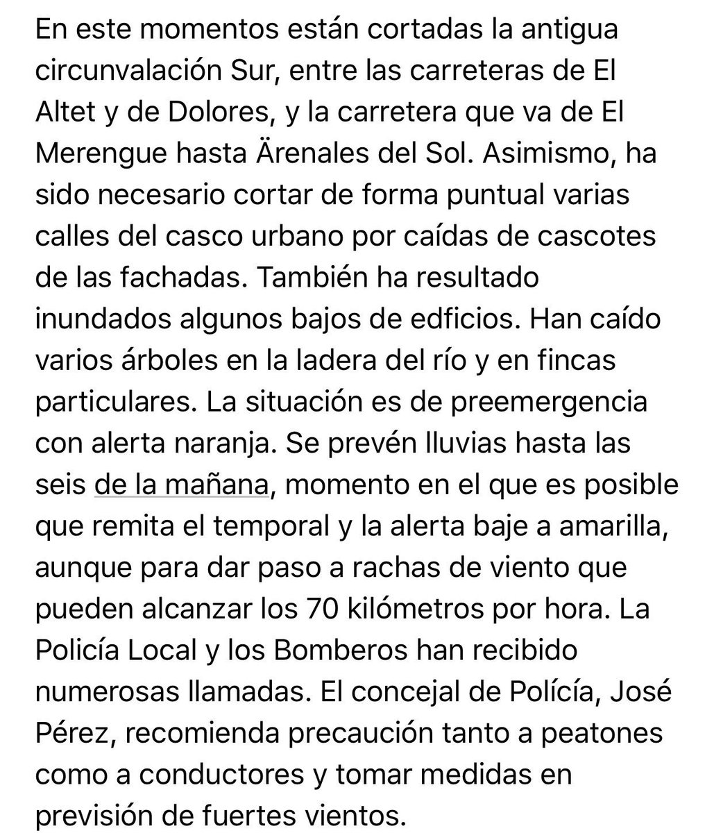CostaBlancaNow's tweet photo. El @ajuntamentelx informa sobre la situación debido a las lluvias. https://t.co/czDJ4PhAbg