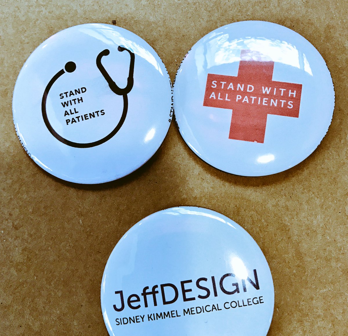 BonKu's tweet photo. Pick up buttons that show safety for ALL patients. Created right here at #SXGood! #StandWithAllPatients https://t.co/tOgypsS70x https://t.co/sM7jcj7aM2