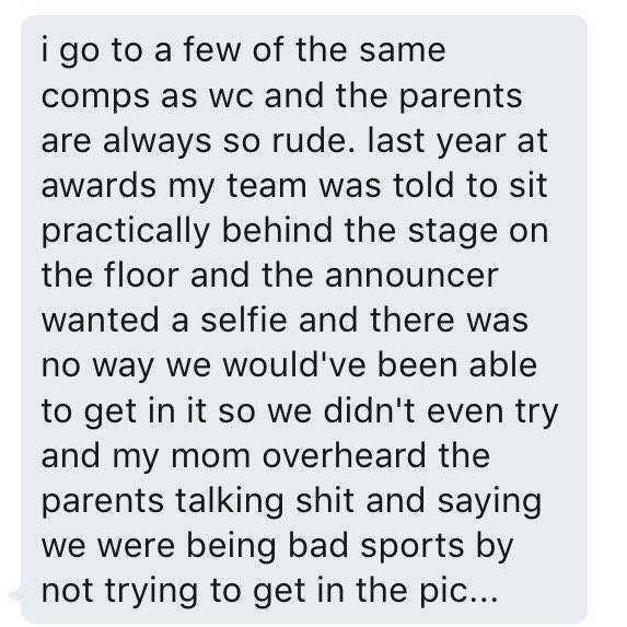 cheerfess's tweet photo. Shitty cheer moms being shitty 🤔 No surprise here 🙄 https://t.co/qL2A3NYU1j