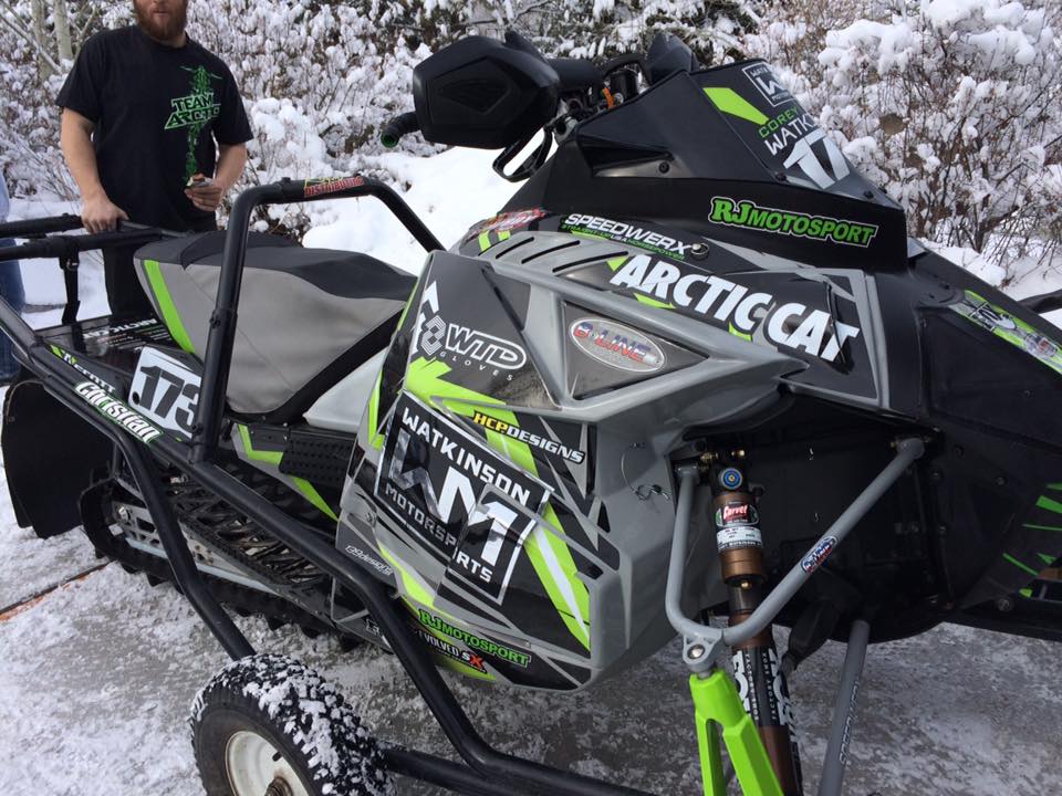 Working with X Games pro-rider Corey Watkinson to do some glove testing for WTD! Nice sled fellas! #WTDGloves