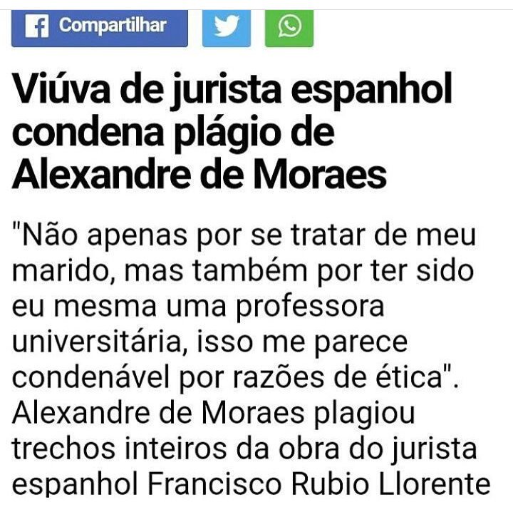 165b319c7b91483's tweet photo. "Viúva de jurista espanhol condena plágio de Alexandre de Moraes" , competência não é para tds! #LulaPresidente2018 https://t.co/9oqnSE3ctP