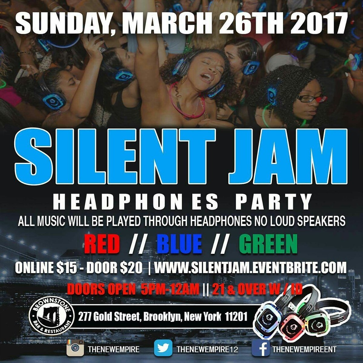 Trinikingz's tweet photo. Get ready guys #silentjam #headphonesparty #sunday #march 26th #brooklyn #tristate #nyc #manyfaces #funday #music 
https://t.co/rePEub06ly https://t.co/gbg5aqmunx
