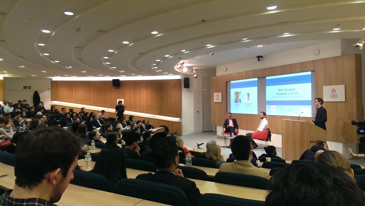Souitaris's tweet photo. Julien Callede from https://t.co/TSGKFsEHzU @ Cass Business School. A packed auditorium! https://t.co/YXgZJgI855