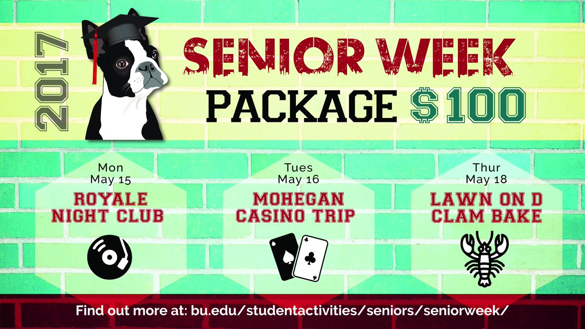 Welcome back Terriers! Seniors before heading to class, make sure you purchase your Senior Week packages #yourjourney #yourtime #yourfriends
