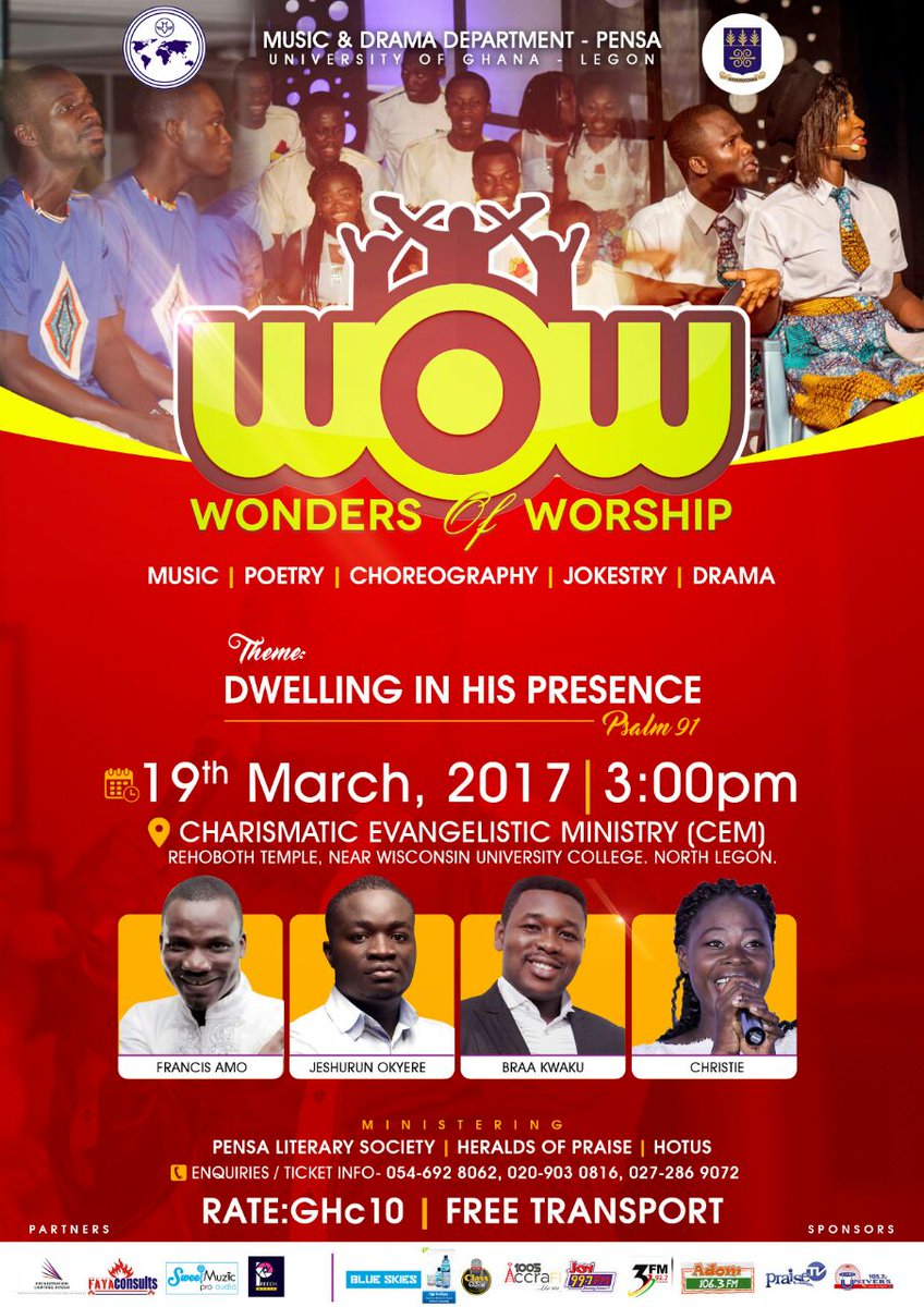 pensaugofficial's tweet photo. Worshippers Are You Ready ββπ
π€π« #WOW17 π¬π₯
βͺ #CEM π#DIHP π#19MAR π³#10GHC
Come Let's Dwell Together In God's Presence With One Accord.π« https://t.co/gb9YJwo1bk
