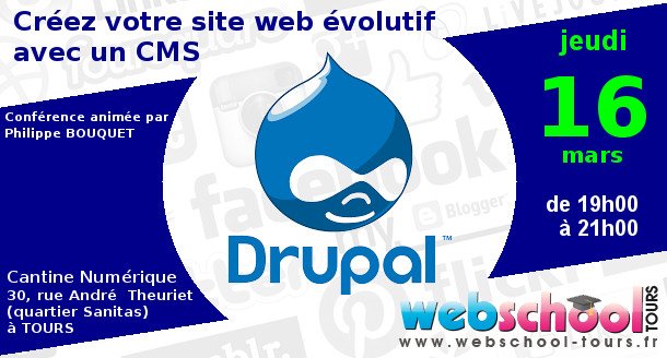 WS_Tours's tweet photo. Atelier "S9WST#7 -Créez votre #site_web évolutif avec un CMS (Drupal ?) : jeudi 09/02/2017. RDV sur https://t.co/jzKms5MMZE https://t.co/tKuPf9rTpL