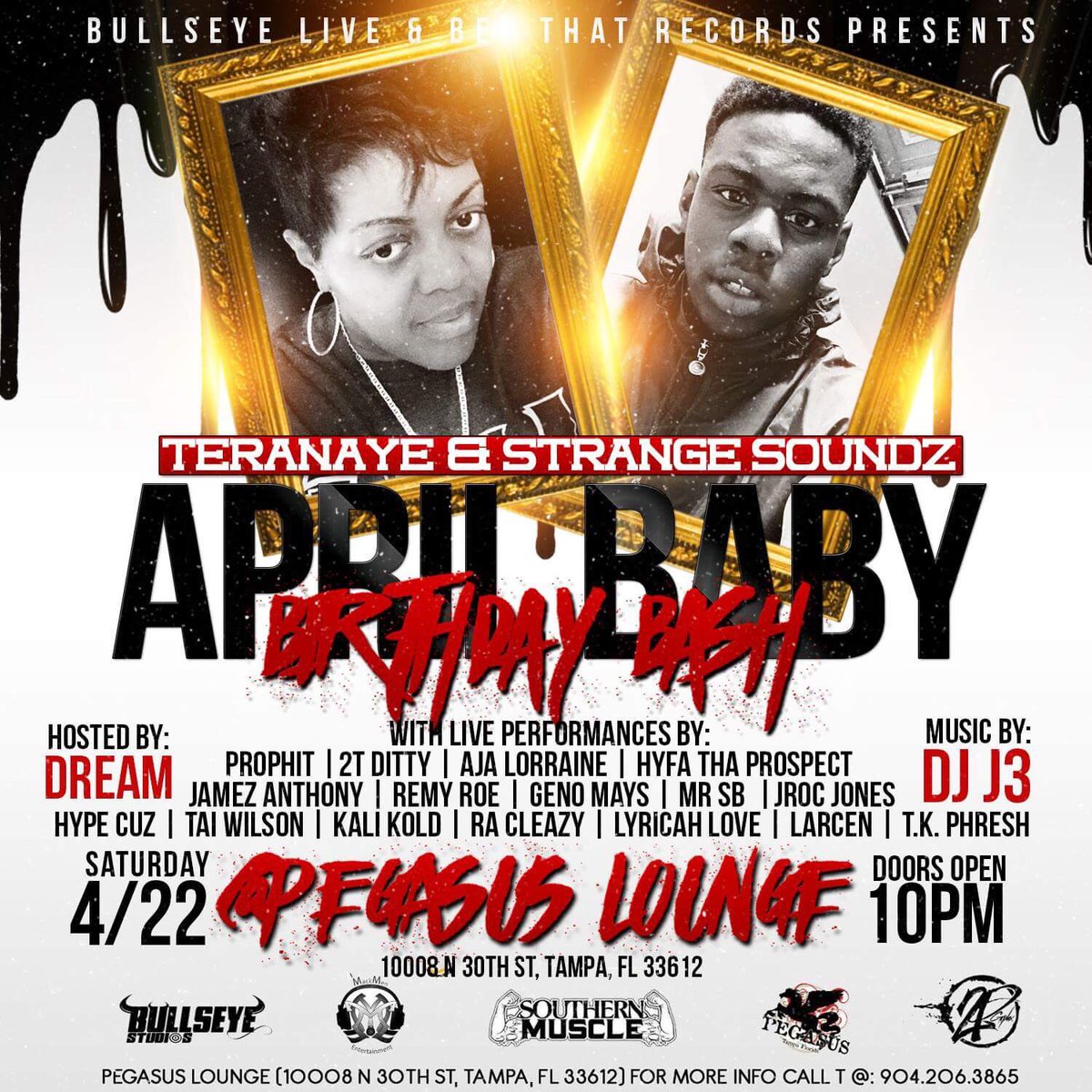 Bullseye_Live's tweet photo. Don't Miss #Teranaye & #StrangeSoundz #AprilBaby #BirthdayBash 4-22-17 @ #PegasusLounge In #Tampa #FL Crazy Performances All Night #BetThat https://t.co/UlZ4zPrR17