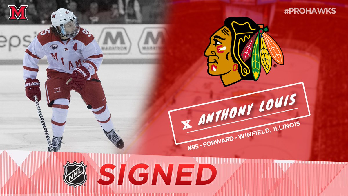 .<a href="/alouie95/">Anthony Louis</a>, who finished his career 20th in school history (126 pts), has signed with the <a href="/NHLBlackhawks/">Chicago Blackhawks</a>!
miamiredhawks.com/sports/m-hocke…

#ProHawks